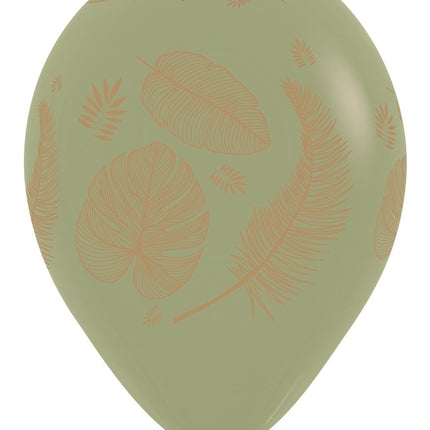 Ballonnen Tropical Leaves Mix Gold Print 30cm 25st