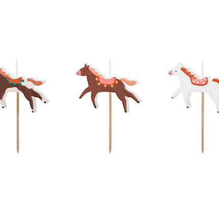 Paard Kaarsen 6cm 3st