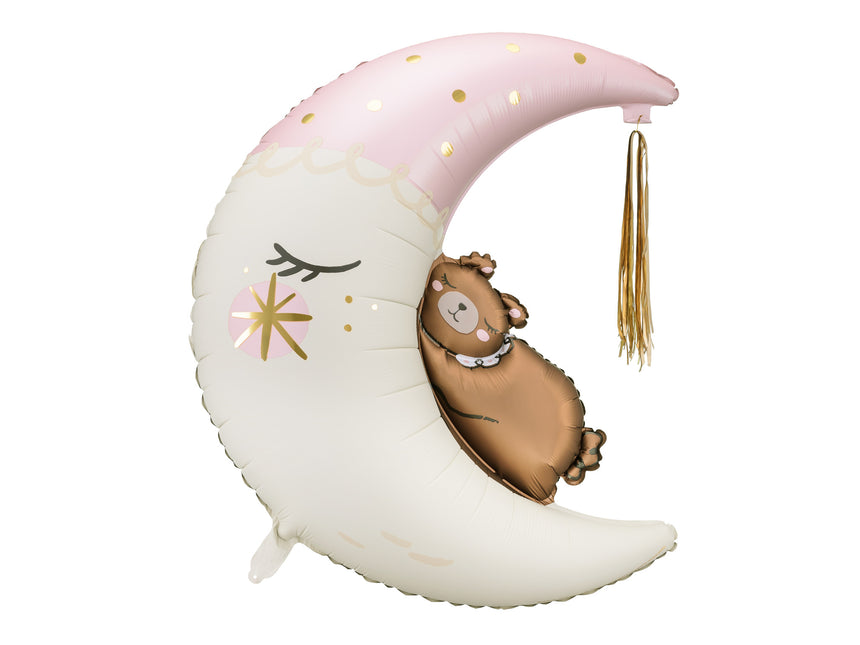 Helium Ballon Halve Maan Met Beertje Leeg 86cm