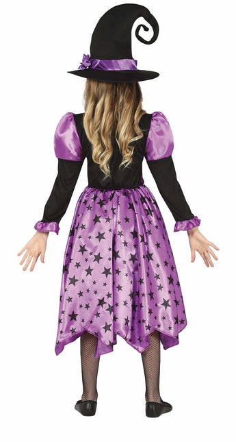 Heks Halloween Kostuum Meisje Sterren Paars