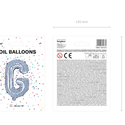 Folie Ballon Letter G Holografisch Leeg 35cm