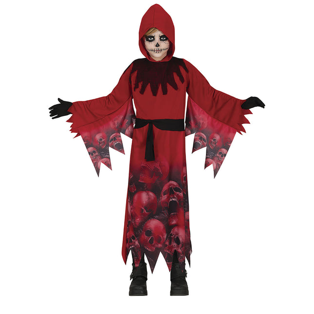 Doodshoofd Halloween Kostuum Kind Rood