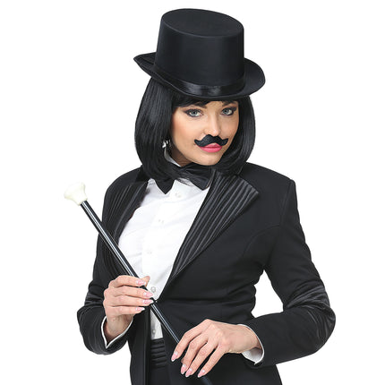 Zwarte Nep Snor Opblakbaar 6st