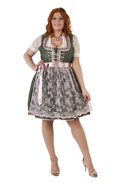 Wit Groene Dirndl Jurk Oktoberfest Dames 2 Delig