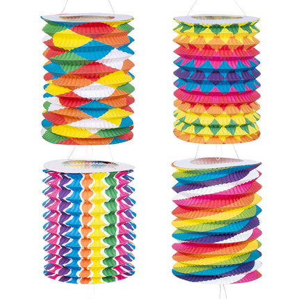 Regenboog Lampionnen Trek 16cm 12st
