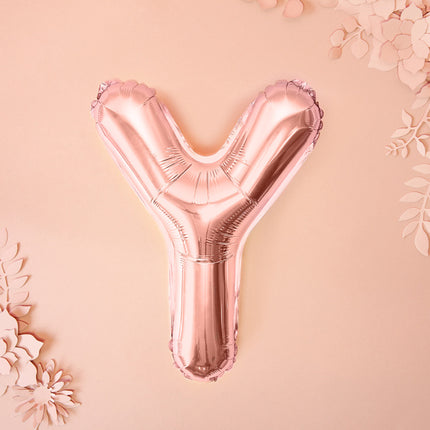 Folie Ballon Letter Y Rose Goud Leeg 35cm