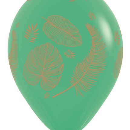 Ballonnen Tropical Leaves Mix Gold Print 30cm 25st