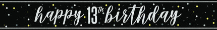 Happy Birthday Banner Zwart 13 Jaar 2,74m