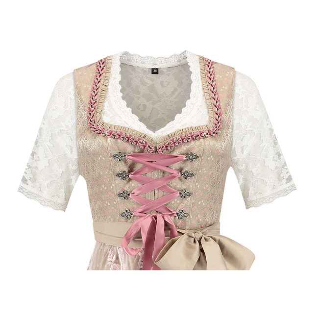 Goud Roze Dirndl Jurk Oktoberfest Dames 2 Delig