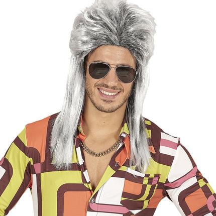 Jaren 80 Pruik Aso Lang Grijs