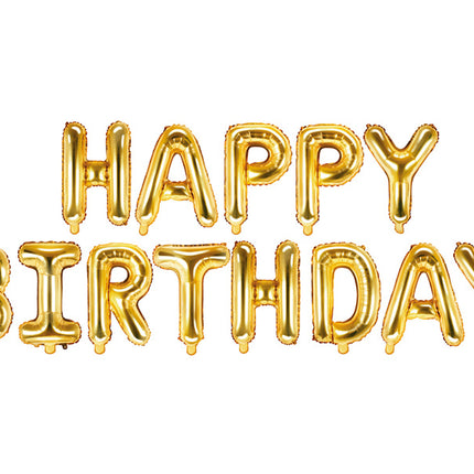 Letterballon Set Happy Birthday Goud Leeg 3,4m