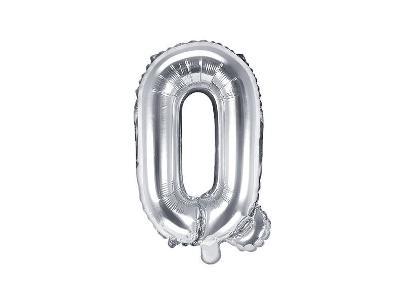 Folie Ballon Letter Q Zilver Leeg 35cm