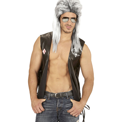 Jaren 80 Pruik Aso Lang Grijs