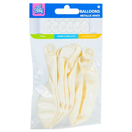 Witte Ballonnen Metallic 30cm 6st