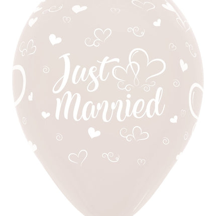 Ballonnen Just Married Hearts Crystal Clear 30cm 25st