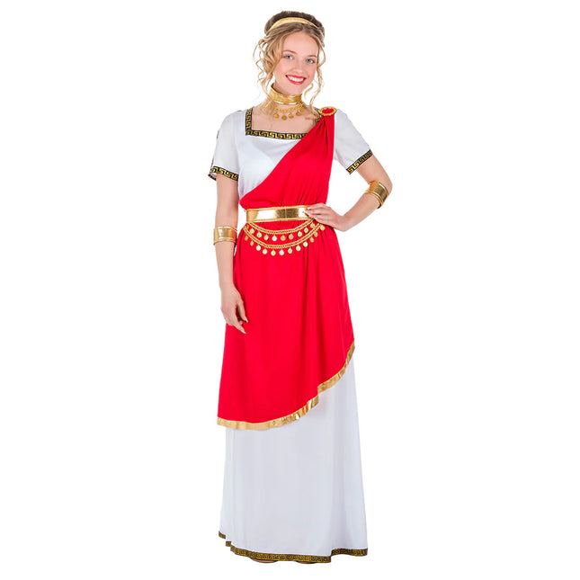 Romeinse Jurk Rood Wit Dames