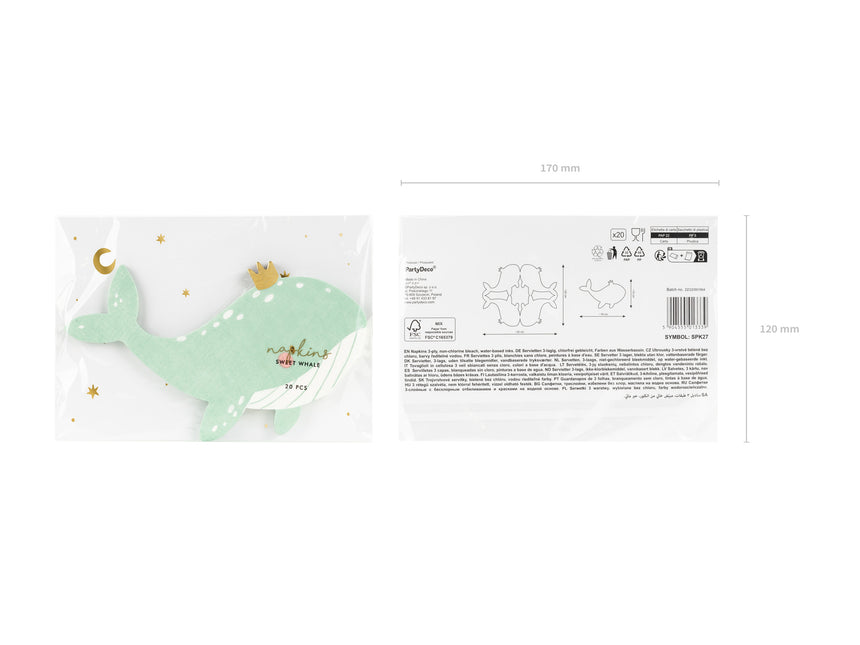 Servetten Walvis 16cm 20st
