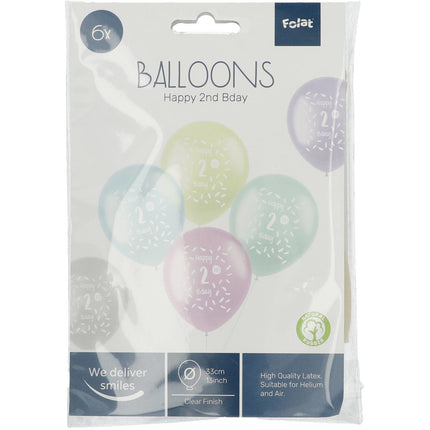 Ballonnen Happy 2Th Bday 33cm 6st