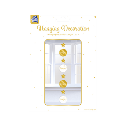 Goud Witte Hangdecoratie Congrats 17cm