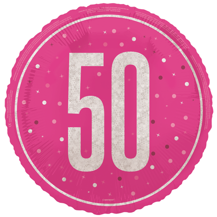 50 Jaar Helium Ballon Roze Leeg 45cm