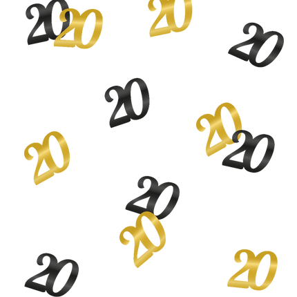 Goud Zwarte Tafelconfetti 20 Jaar 0,5cm