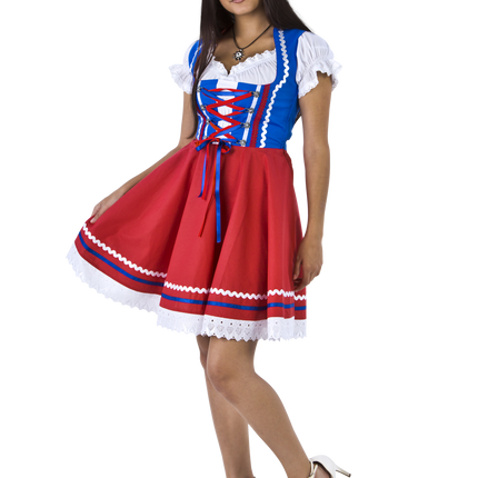 Oktoberfest Dirndl Jurk Oktoberfest Rood Blauw Dames 2 Delig