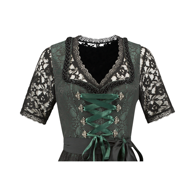 Zwart Groene Dirndl Jurk Oktoberfest Dames Jaquard