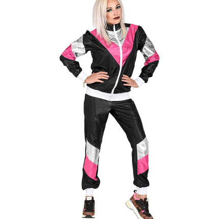 Neon 80S Trainingspak Fout Zwart Leerlook