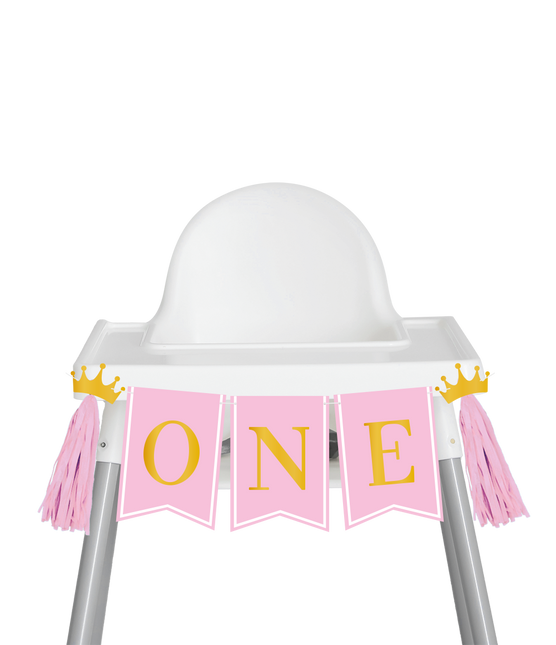 1 Jaar Versiering Pakket Roze Kinderstoel