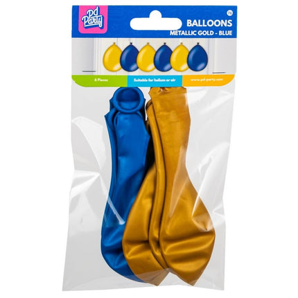 Blauw Gouden Ballonnen Metallic 30cm 6st