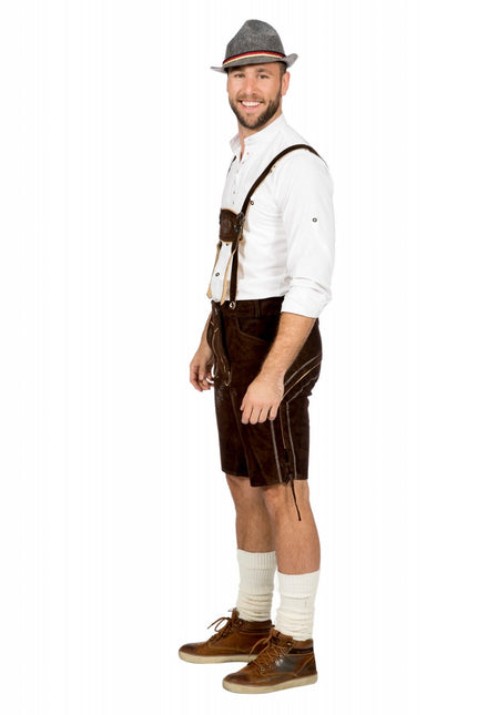 Donkerbruine Lederhose Heren Kort