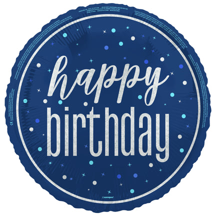 Happy Birthday Helium Ballon Blauw Leeg 45cm
