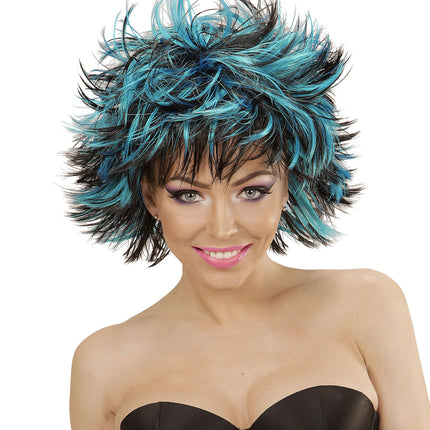 Zwart Blauwe Pruik