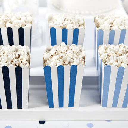 Popcorn Bakjes Blauw Mix 12,5cm 6st