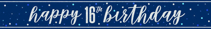 Happy Birthday Banner Blauw 16 Jaar 2,74m