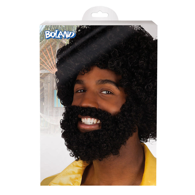 Zwarte Pruik Rufus Met Baard