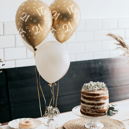 Ballonnen Congrats Goud Wit 30cm 6st
