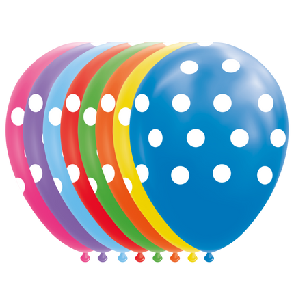 Gekleurde Ballonnen Stippen 30,5cm 8st