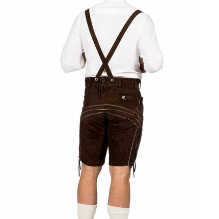 Donkerbruine Lederhose Heren Kort
