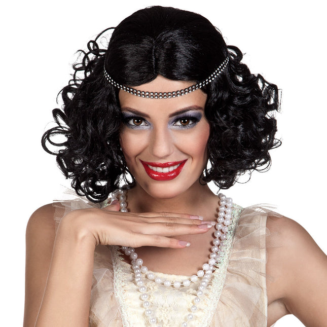 Zwarte Pruik Flapper Met Hoofdband