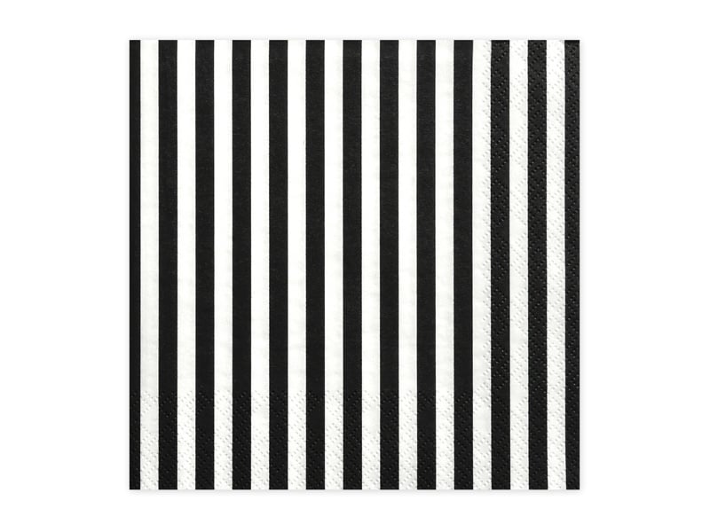 Servetten Gestreept Zwart 33cm 20st