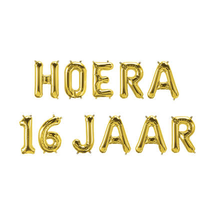 Gouden Ballonnen Set 16 Jaar Hoera 1,9m
