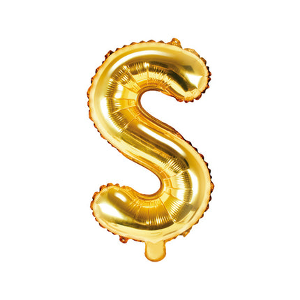 Folie Ballon Letter S Goud Leeg 35cm