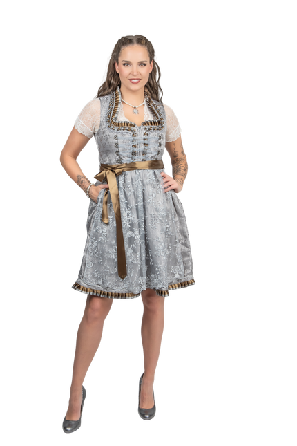 Zilveren Dirndl Jurk Oktoberfest Dames 2 Delig