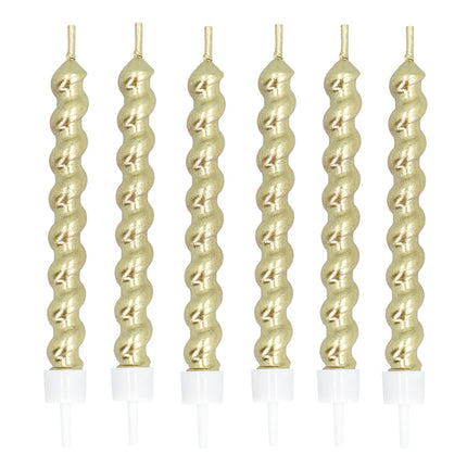 Gouden Kaarsen Op Houder 6st