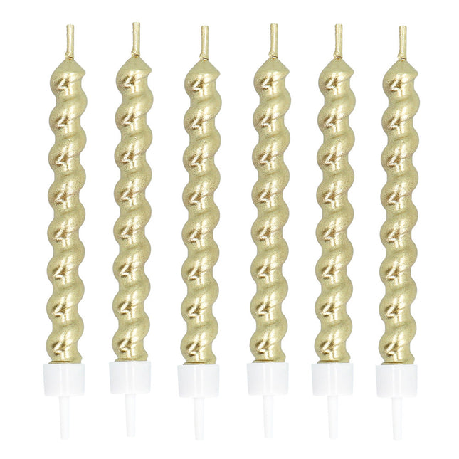 Gouden Kaarsen Op Houder 6st