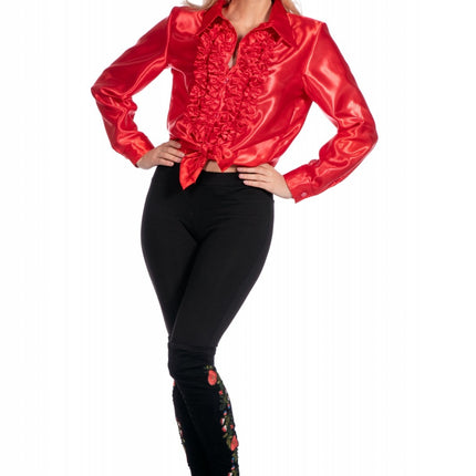 Disco Blouse Ruches Rood