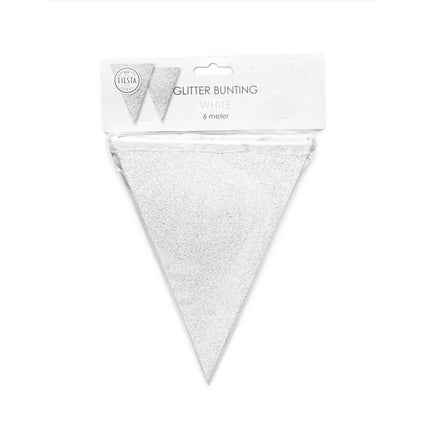 Witte Vlaggenlijn Glitter 6m