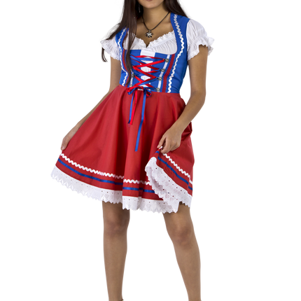 Oktoberfest Dirndl Jurk Oktoberfest Rood Blauw Dames 2 Delig