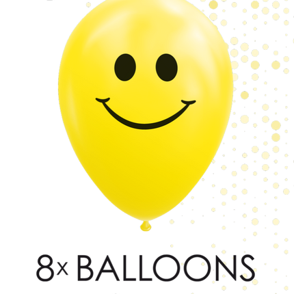 Gele Ballonnen Smiley 30,5cm 8st